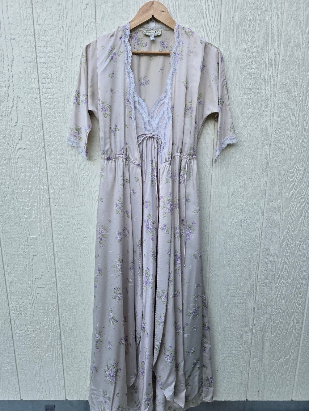 Vintage 70s/80s Christian Dior Lingerie Peignoir Set ILGWU Saks Fifth Avenue S
